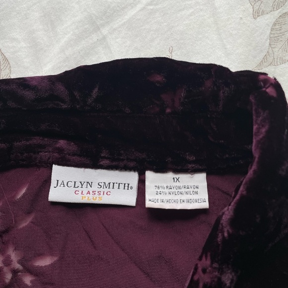 Vintage Purple Velvet Burnout Button Up Shirt 1X Sheer Whimsigoth Vamp Witch 90s - Picture 3 of 7